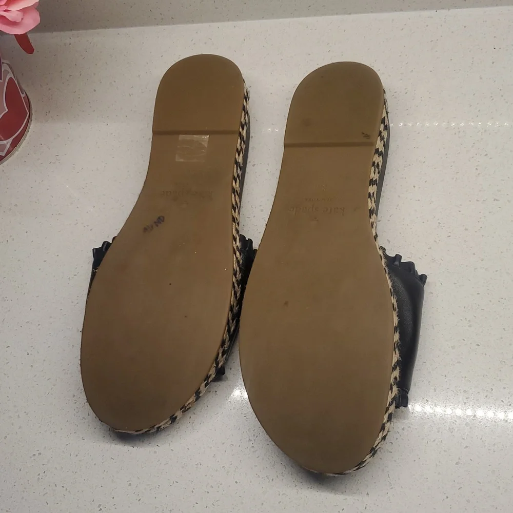 KATE SPADE Sahara Black Espadrille Slides